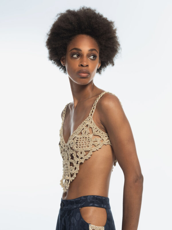 Triangle Motif Tank Chain Cropped Top • Handmade Crochet